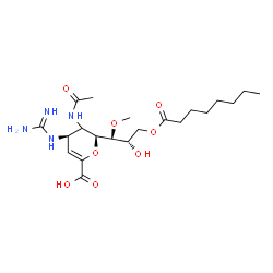 ChemSpider 2D Image | (5xi,6S)-5-Acetamido-2,6-anhydro-4-carbamimidamido-3,4,5-trideoxy-6-[(1S,2S)-2-hydroxy-1-methoxy-3-(octanoyloxy)propyl]-L-glycero-hex-2-enonic acid | C21H36N4O8