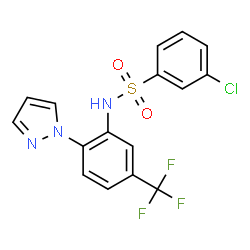 ChemSpider 2D Image | 3-Chloro-N-[2-(1H-pyrazol-1-yl)-5-(trifluoromethyl)phenyl]benzenesulfonamide | C16H11ClF3N3O2S