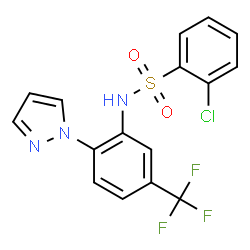 ChemSpider 2D Image | 2-Chloro-N-[2-(1H-pyrazol-1-yl)-5-(trifluoromethyl)phenyl]benzenesulfonamide | C16H11ClF3N3O2S