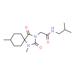 ChemSpider 2D Image | 2-(1,8-Dimethyl-2,4-dioxo-1,3-diazaspiro[4.5]dec-3-yl)-N-isobutylacetamide | C16H27N3O3