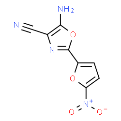 ChemSpider 2D Image | 5-Amino-2-(5-nitro-2-furyl)-1,3-oxazole-4-carbonitrile | C8H4N4O4
