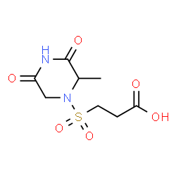 ChemSpider 2D Image | 3-[(2-Methyl-3,5-dioxo-1-piperazinyl)sulfonyl]propanoic acid | C8H12N2O6S