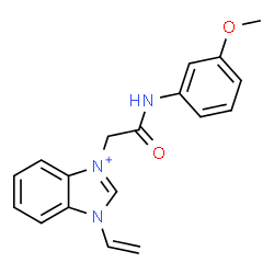 ChemSpider 2D Image | 3-{2-[(3-Methoxyphenyl)amino]-2-oxoethyl}-1-vinyl-1H-benzimidazol-3-ium | C18H18N3O2