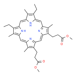 ChemSpider 2D Image | Dimethyl 3,3'-(7,12-diethyl-3,8,13,17-tetramethyl-2,18-porphyrindiyl)dipropanoate | C36H42N4O4