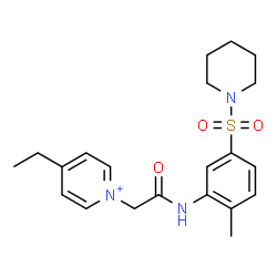 ChemSpider 2D Image | 4-Ethyl-1-(2-{[2-methyl-5-(1-piperidinylsulfonyl)phenyl]amino}-2-oxoethyl)pyridinium | C21H28N3O3S