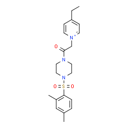 ChemSpider 2D Image | 1-(2-{4-[(2,4-Dimethylphenyl)sulfonyl]-1-piperazinyl}-2-oxoethyl)-4-ethylpyridinium | C21H28N3O3S