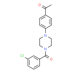ChemSpider 2D Image | 1-{4-[4-(3-Chlorobenzoyl)-1-piperazinyl]phenyl}ethanone | C19H19ClN2O2