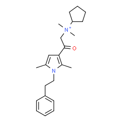 ChemSpider 2D Image | N-{2-[2,5-Dimethyl-1-(2-phenylethyl)-1H-pyrrol-3-yl]-2-oxoethyl}-N,N-dimethylcyclopentanaminium | C23H33N2O