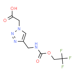 ChemSpider 2D Image | [4-({[(2,2,2-Trifluoroethoxy)carbonyl]amino}methyl)-1H-1,2,3-triazol-1-yl]acetic acid | C8H9F3N4O4