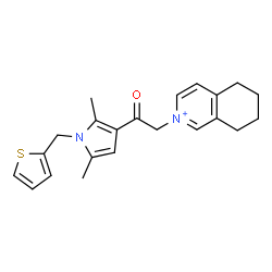 ChemSpider 2D Image | 2-{2-[2,5-Dimethyl-1-(2-thienylmethyl)-1H-pyrrol-3-yl]-2-oxoethyl}-5,6,7,8-tetrahydroisoquinolinium | C22H25N2OS