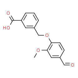 ChemSpider 2D Image | 3-[(4-Formyl-2-methoxyphenoxy)methyl]benzoic acid | C16H14O5