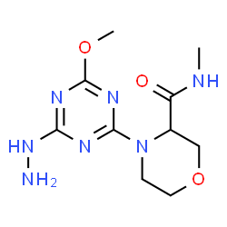ChemSpider 2D Image | 4-(4-Hydrazino-6-methoxy-1,3,5-triazin-2-yl)-N-methyl-3-morpholinecarboxamide | C10H17N7O3