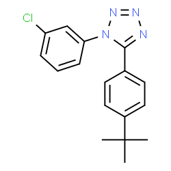 ChemSpider 2D Image | 5-(4-tert-Butyl-phenyl)-1-(3-chloro-phenyl)-1H-tetrazole | C17H17ClN4