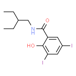 ChemSpider 2D Image | N-(2-Ethylbutyl)-2-hydroxy-3,5-diiodobenzamide | C13H17I2NO2