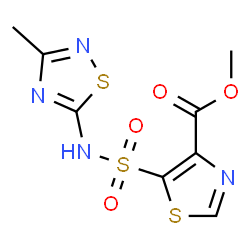 ChemSpider 2D Image | Methyl 5-[(3-methyl-1,2,4-thiadiazol-5-yl)sulfamoyl]-1,3-thiazole-4-carboxylate | C8H8N4O4S3