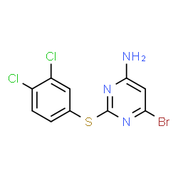 ChemSpider 2D Image | 6-Bromo-2-[(3,4-dichlorophenyl)sulfanyl]-4-pyrimidinamine | C10H6BrCl2N3S