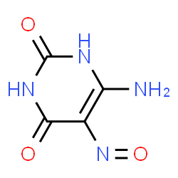 ChemSpider 2D Image | 6-amino-5-nitrosopyrimidine-2,4-diol | C4H4N4O3