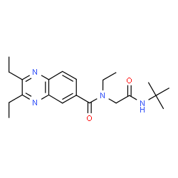 ChemSpider 2D Image | N,2,3-Triethyl-N-{2-[(2-methyl-2-propanyl)amino]-2-oxoethyl}-6-quinoxalinecarboxamide | C21H30N4O2