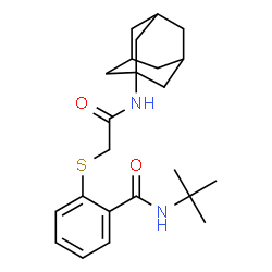 ChemSpider 2D Image | 2-{[2-(Adamantan-1-ylamino)-2-oxoethyl]sulfanyl}-N-(2-methyl-2-propanyl)benzamide | C23H32N2O2S