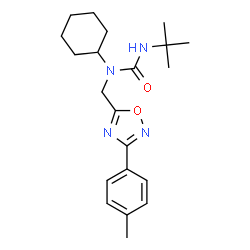 ChemSpider 2D Image | 1-Cyclohexyl-1-{[3-(4-methylphenyl)-1,2,4-oxadiazol-5-yl]methyl}-3-(2-methyl-2-propanyl)urea | C21H30N4O2