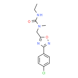 ChemSpider 2D Image | 1-{[3-(4-Chlorophenyl)-1,2,4-oxadiazol-5-yl]methyl}-3-ethyl-1-methylurea | C13H15ClN4O2