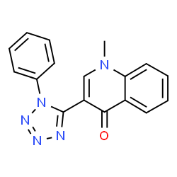 ChemSpider 2D Image | 1-Methyl-3-(1-phenyl-1H-tetrazol-5-yl)-4(1H)-quinolinone | C17H13N5O