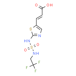 ChemSpider 2D Image | (2E)-3-(2-{[(2,2,2-Trifluoroethyl)sulfamoyl]amino}-1,3-thiazol-5-yl)acrylic acid | C8H8F3N3O4S2