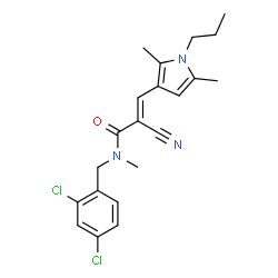 ChemSpider 2D Image | (2E)-2-Cyano-N-(2,4-dichlorobenzyl)-3-(2,5-dimethyl-1-propyl-1H-pyrrol-3-yl)-N-methylacrylamide | C21H23Cl2N3O