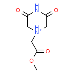 ChemSpider 2D Image | 1-(2-Methoxy-2-oxoethyl)-3,5-dioxopiperazin-1-ium | C7H11N2O4