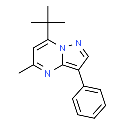 ChemSpider 2D Image | 5-Methyl-7-(2-methyl-2-propanyl)-3-phenylpyrazolo[1,5-a]pyrimidine | C17H19N3