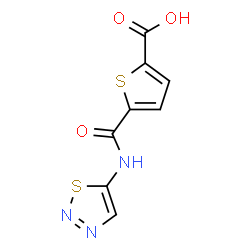 ChemSpider 2D Image | 5-(1,2,3-Thiadiazol-5-ylcarbamoyl)-2-thiophenecarboxylic acid | C8H5N3O3S2