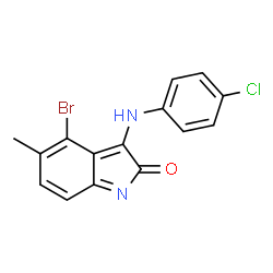 ChemSpider 2D Image | 4-Bromo-3-[(4-chlorophenyl)amino]-5-methyl-2H-indol-2-one | C15H10BrClN2O