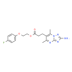ChemSpider 2D Image | 2-(4-Fluorophenoxy)ethyl 3-(2-amino-5,7-dimethyl[1,2,4]triazolo[1,5-a]pyrimidin-6-yl)propanoate | C18H20FN5O3