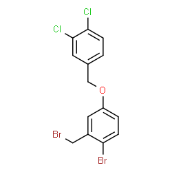 ChemSpider 2D Image | 1-Bromo-2-(bromomethyl)-4-[(3,4-dichlorobenzyl)oxy]benzene | C14H10Br2Cl2O