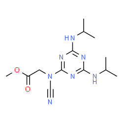 ChemSpider 2D Image | Methyl N-[4,6-bis(isopropylamino)-1,3,5-triazin-2-yl]-N-cyanoglycinate | C13H21N7O2