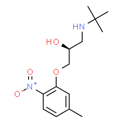 ChemSpider 2D Image | (2S)-1-(5-Methyl-2-nitrophenoxy)-3-[(2-methyl-2-propanyl)amino]-2-propanol | C14H22N2O4