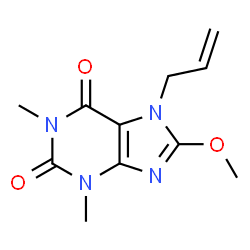 ChemSpider 2D Image | 7-Allyl-8-methoxy-1,3-dimethyl-3,7-dihydro-purine-2,6-dione | C11H14N4O3
