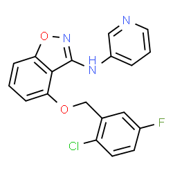 ChemSpider 2D Image | 4-[(2-Chloro-5-fluorobenzyl)oxy]-N-(3-pyridinyl)-1,2-benzoxazol-3-amine | C19H13ClFN3O2