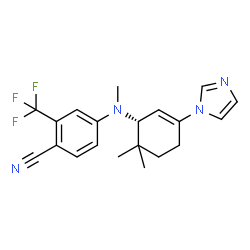 ChemSpider 2D Image | 4-{[(1R)-3-(1H-Imidazol-1-yl)-6,6-dimethyl-2-cyclohexen-1-yl](methyl)amino}-2-(trifluoromethyl)benzonitrile | C20H21F3N4