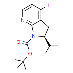 ChemSpider 2D Image | 2-Methyl-2-propanyl (2S)-4-iodo-2-isopropyl-2,3-dihydro-1H-pyrrolo[2,3-b]pyridine-1-carboxylate | C15H21IN2O2