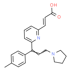 ChemSpider 2D Image | (2E)-3-{6-[(1Z)-1-(4-Methylphenyl)-3-(1-pyrrolidinyl)-1-propen-1-yl]-2-pyridinyl}acrylic acid | C22H24N2O2
