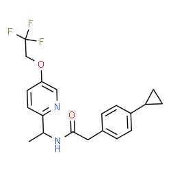 ChemSpider 2D Image | 2-(4-Cyclopropylphenyl)-N-{1-[5-(2,2,2-trifluoroethoxy)-2-pyridinyl]ethyl}acetamide | C20H21F3N2O2