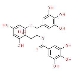 ChemSpider 2D Image | 5,7-Dihydroxy-2-(3,4,5-trihydroxyphenyl)-3,4-dihydro-2H-chromen-3-yl 3,4,5-trihydroxybenzoate hydrate (1:1) | C22H20O12