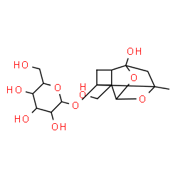 ChemSpider 2D Image | 6-Hydroxy-2-(hydroxymethyl)-8-methyl-9,10-dioxatetracyclo[4.3.1.0~2,5~.0~3,8~]dec-3-yl hexopyranoside | C16H24O10
