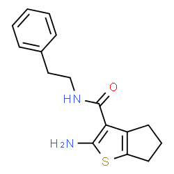 ChemSpider 2D Image | 2-Amino-N-(2-phenylethyl)-5,6-dihydro-4H-cyclopenta[b]thiophene-3-carboxamide | C16H18N2OS