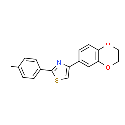 ChemSpider 2D Image | 4-(2,3-Dihydro-1,4-benzodioxin-6-yl)-2-(4-fluorophenyl)-1,3-thiazole | C17H12FNO2S