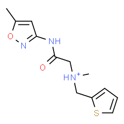 ChemSpider 2D Image | N-Methyl-2-[(5-methyl-1,2-oxazol-3-yl)amino]-2-oxo-N-(2-thienylmethyl)ethanaminium | C12H16N3O2S