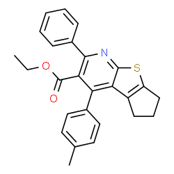 ChemSpider 2D Image | Ethyl 4-(4-methylphenyl)-2-phenyl-6,7-dihydro-5H-cyclopenta[4,5]thieno[2,3-b]pyridine-3-carboxylate | C26H23NO2S