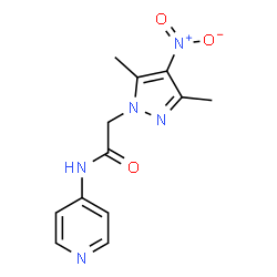 ChemSpider 2D Image | 2-(3,5-Dimethyl-4-nitro-1H-pyrazol-1-yl)-N-(4-pyridinyl)acetamide | C12H13N5O3