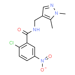 ChemSpider 2D Image | 2-Chloro-N-[(1,5-dimethyl-1H-pyrazol-4-yl)methyl]-5-nitrobenzamide | C13H13ClN4O3